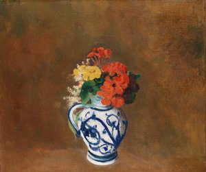 الزهور في إناء أزرق ، ج .1900 بواسطة Odilon Redon