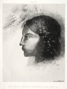 تكريم لغويا: عند الصحوة رأيت إلهة الذكي 1885. بواسطة Odilon Redon