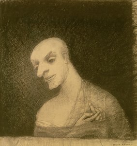 شكل وهمي ، ج 1881 (طباشير وفحم على ورق) بواسطة Odilon Redon