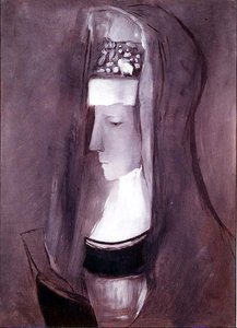 لمحة عن امرأة بريتون (زيت على ظهر السفينة) بواسطة Odilon Redon