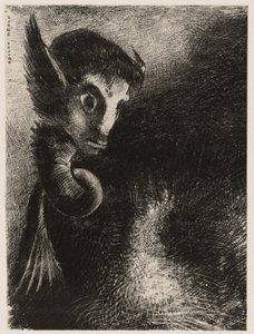 The Chimera Gazed at all Things with Fear، from Night. الوهم ينبثق في كل الأشياء بالخوف ، من الليل بواسطة Odilon Redon