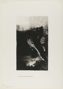 The Chimera with Green Eyes Turns، Bays، Plate 7 من The Temptation of Saint Anthony (السلسلة الأولى) بواسطة Odilon Redon