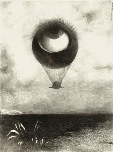 العين ، مثل بالون غريب ، تتجه نحو اللانهاية. السلسلة: لإدغار بو ، 1882 بواسطة Odilon Redon