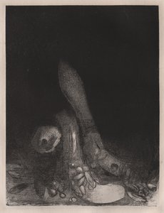 إغراء القديس أنتوني: سقوط الزهور ورأس بايثون يظهر ، 1896. بواسطة Odilon Redon