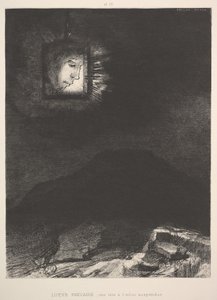 الومض الغامض لرأس معلق في الفضاء ، 1891. بواسطة Odilon Redon