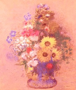 مزهرية من الزهور (باستيل على اللوح) بواسطة Odilon Redon
