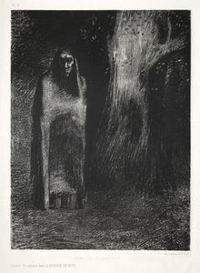 الليل: كان الرجل وحيدًا في منظر ليلي 1886. بواسطة Odilon Redon Lemercier و Cie.