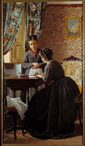 الأمية أو المرأة التي تكتب رسالة لخادمتها لوحة أودواردو بوراني (1834-1905) 1869 مجموعة خاصة