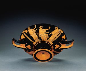 kylix العلية الحمراء ، حوالي 470 قبل الميلاد (الطين) (انظر أيضًا 2636771-2) بواسطة Oedipus Painter (Attr. To)