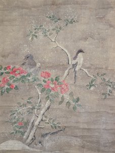 طيور وكاميليا في الثلج ، ج 1700 (حبر وألوان على ورق) بواسطة Ogawa Haritsu
