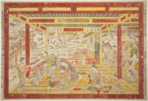 الاستمتاع بالبرودة المسائية بالقرب من جسر Ryogoku (Ryogoku bashi yusuzumi uki-e) بواسطة أوكومورا ماسانوبو