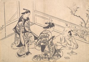 الممثل إيشيمورا تاكينوجو مستلق على الشرفة ، كاليفورنيا. 1715. ، كاليفورنيا. 1715. بواسطة أوكومورا ماسانوبو