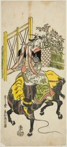الممثل Sanogawa Ichimatsu I في دور Kumenosuke في مسرحية "Nanohana Akebono Soga" ، والتي تم عرضها في مسرح ناكامورا في الشهر الثاني ، 1741 بواسطة أوكومورا ماسانوبو