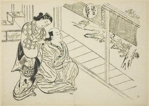 فصل Hanachirusato من "The Tale of Genji" (Genji Hanachirusato) ، من سلسلة من المحاكاة الساخرة لـ Genji بواسطة أوكومورا ماسانوبو