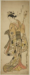 Yaoya Oshichi ممسكًا بمجداف على شكل ساحات القتال بواسطة أوكومورا ماسانوبو