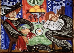 A un tsaffe. (في الصافية). Peinture de Olga Vladimirovna Rozanova (1886-1918) ، huile sir toile