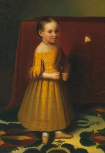 صورة لفتاة صغيرة مع روز وفراشة ، كاليفورنيا. 1838. بواسطة أوليفر تاربيل إيدي