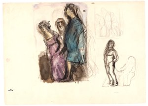رسم ملون لـ "ديوجين" واثنين من الرسومات التخطيطية الأخرى بواسطة أولوف هارتمان