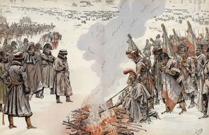 حملة نابليون الروسية ، حرق المعايير ، 23 نوفمبر 1812. بواسطة وظيفة Onfray de Breville