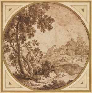 المناظر الطبيعية مع المباني والأرقام ، النصف الثاني 1600s. بواسطة أونوريو ماريناري