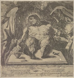 رثاء على جسد المسيح من قبل المريمات الثلاث ، مرطبان على الطاولة إلى ... ، 1615. بواسطة أورازيو بورجياني