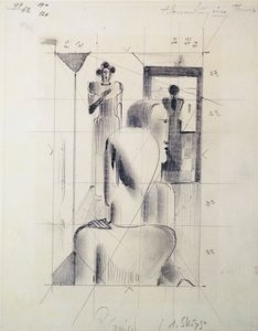 Figures in a room, by Oskar Schlemmer (1888-1943), pencil on paper. Germany, 20th century. بواسطة أوسكار شليمر