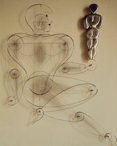 Homo, wire figure with rear view figure in its hand بواسطة أوسكار شليمر