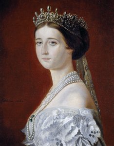 Portrait of Eugenie de Montijo (1826-1920), Empress of France, copy by Oswald Brierly (oil on canvas)