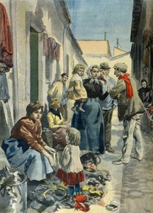 عائلة من جامعي الخرق في باريس عام 1899 (نقش)