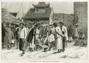 لعبة sapeque. نقش لتوفاني ، لتوضيح قصة Trente mois au Tonkin ، في عام 1884 ، بواسطة الدكتور بول هوكوارد ، في le Tour du monde 1890 ، تحت إشراف Edouard Charton (1807-1890) ، Hachette ، باريس. بواسطة أوزوالدو توفاني