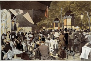 الجادات على شرفة مقهى ليلة الانتخابات. من لوحة لأوزفالدو توفاني (1849-1915) Ec. إيتال. بواسطة أوزوالدو توفاني