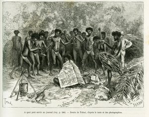 ما الذي يمكن أن تستخدم فيه الصحيفة؟ نقش توفاني ، لتوضيح قصة Chez les cannibales ، Voyage dans le nord-est de l'Australia بواسطة أوزوالدو توفاني