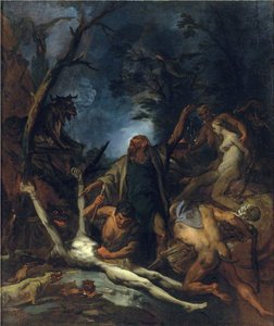 Sorcieres a une messe noire - ساحرات في كتلة سوداء - رسم لأوتافيانو دانديني (حوالي 1706-1740) ، - زيت على قماش ، 97x81،5 - مجموعة خاصة بواسطة أوتافيانو دانديني