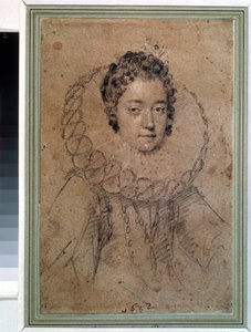 "صورة لسيدة من الطبقة الأرستقراطية" ترتدي ياقة عريضة (فراولة). رسم من قبل أوتافيو ماريا ليوني (1578-1630) 1612 متحف بوشكين ، موسكو