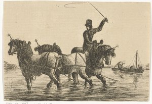 ثلاثة خيول في الماء بواسطة أوتو بارون هوين