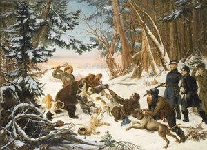 القيصر ألكسندر نيكولايفيتش في رحلة مطاردة للدب في ضواحي موسكو ، 1843 بواسطة أوتو جراشوف