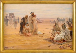 Le marche aux esclaves - The Slave Market - لوحة لأوتو بيلني (1866-1936) ، ألوان زيتية على قماش 1910 (80x120 سم) - مجموعة خاصة بواسطة أوتو بيلني