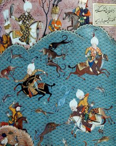 مشهد للصيد في وجود السلطان مراد الثاني (مراد) (1404-1451) منمنمات القرن السابع عشر. اسطنبول ، مكتبة متحف توبكابي سراي بواسطة المدرسة العثمانية