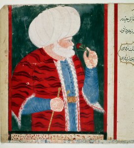 صورة لباربيروز (خضر خير الدين (بربروس هوزور خير الدين باشا أو باشا أو كرسي الدين ، رئيس الدين أو تشيريد الدين) (1466-1546) أميرال كبير للإمبراطورية العثمانية بعد عمله كقرصنة مصغرة من المخطوطة السيدة هـ. 2134 بواسطة المدرسة العثمانية