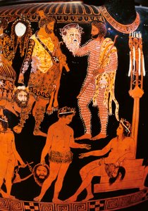 Red-figure volute krater with an actor holding his mask, from Ruvo, c.410 BC (ceramic) بواسطة ضمائر الرسام