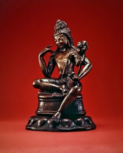 Padmapani Lokeshvara جالسًا في التأمل ، النصف الأول من القرن السابع (برونزي مطعمة بالفضة والنحاس) (انظر أيضًا 394853) بواسطة المدرسة الباكستانية