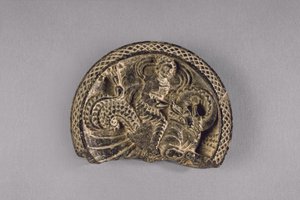 لوحة مع نيريد على تنين مائي ، c.50-75 (schist) بواسطة المدرسة الباكستانية