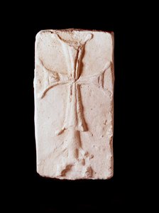 Paleochretian art: stone adorned with a cross. From Kharg Island, Iran. Paris, Louvre Museum