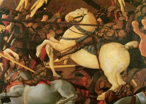 معركة سان رومانو ، تفاصيل برناردينو ديلا سياردا خالفت حصانه ، c.1456 ، تمبرا على اللوحة