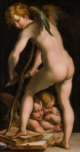 كيوبيد يحلق قوسه ، حوالي 1523-40 (زيت على قماش)