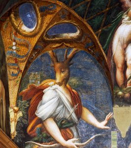 Actaeon turned into stag by Diana, detail of the Diane and Acteon hall بواسطة بارميجيانينو