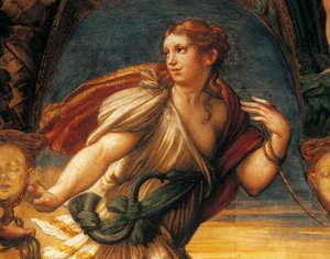 أسطورة ديانا وأكتايون بقلم فرانشيسكو مازولا ، المعروف باسم بارميجيانينو (1503-1540) ، لوحة جدارية ، تفاصيل ، روكا سانفيتالي ، فونتانيلاتو ، إميليا رومانيا بواسطة بارميجيانينو
