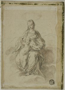 العذراء والطفل جالسين على السحاب بواسطة Parmigianino