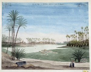 مصر: منظر لقرية Metriham بالقرب من ممفيس. 1819 رسم لباسكال كوست (1787-1879) متحف آثار البحر الأبيض المتوسط ، مرسيليا بواسطة باسكال كزافييه (بعد) كوست