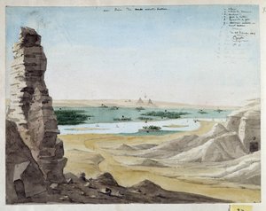 منظر مأخوذ من جبل قطان. مصر. 1818 رسم لباسكال كوست (1787-1879) متحف آثار البحر الأبيض المتوسط ، مرسيليا بواسطة باسكال كزافييه (بعد) كوست